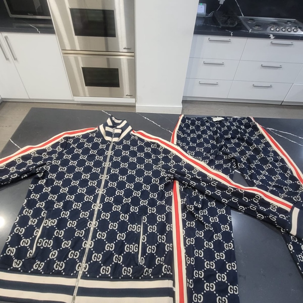 Gucci Blue and Cream Logo Tracksuit